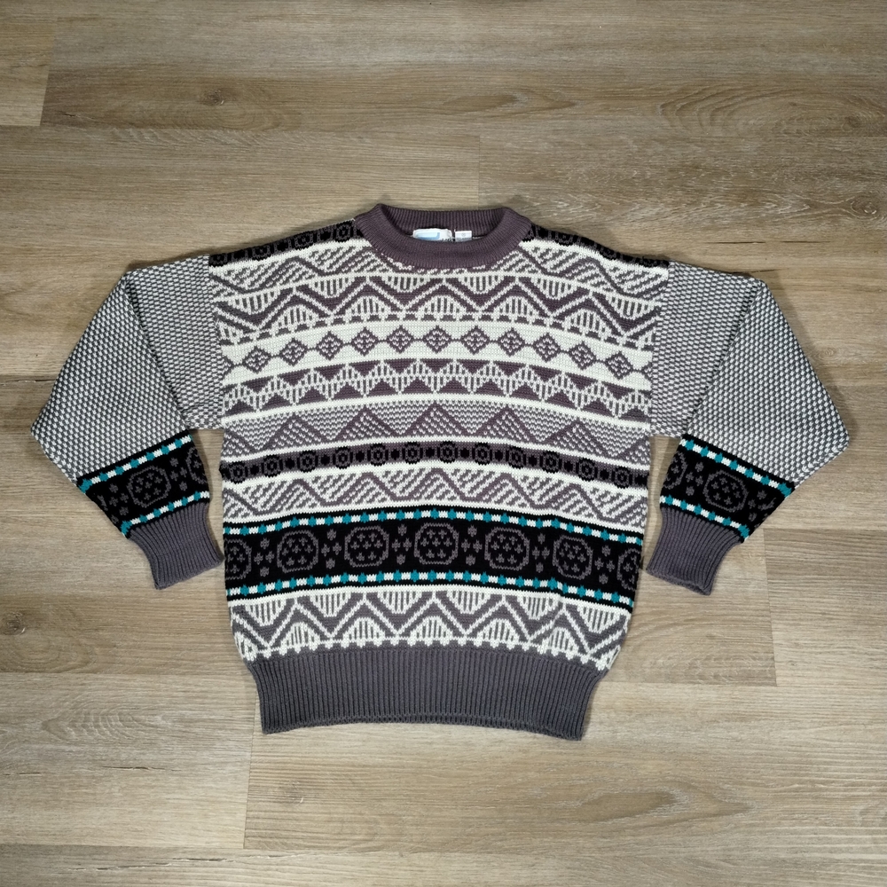 🔥 VTG 80s 🔥 Snowdrift Sweater Medium Nordic Coogi Style Chunky Grandpa Sweater